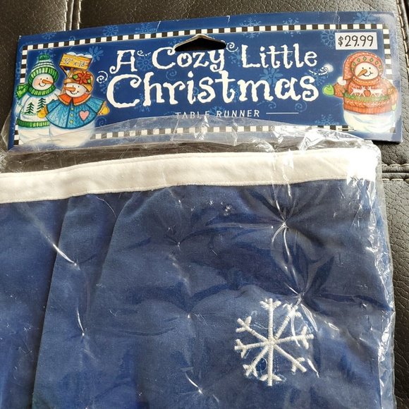 Vtg Brother Sister Design Studio Velvet Cozy Christmas Table Runner Snowman 1999 - Picture 2 of 6